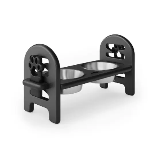 INFURNIC Pet Bowl Adjustable Travel Ready Recycled Durable Poly Lumber Easy to Pack Modern Design, Black, 19"*7"*9.5" image {5}