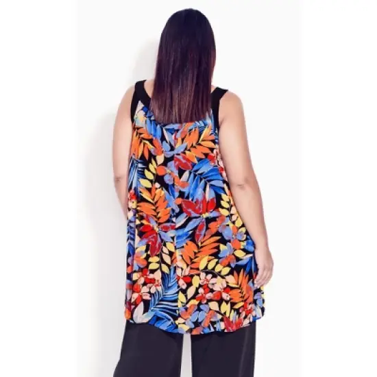 Women's Plus Size Exotic Overlay Tunic  - Tropics | AVENUE image {1}