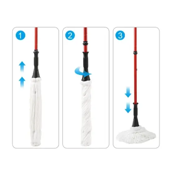 Racxily 57.5" long handle self bending twist mop, dry & wet ultra-fine fiber floor mop, wet mop for floor cleaning, commercial and household cleaning image {4}