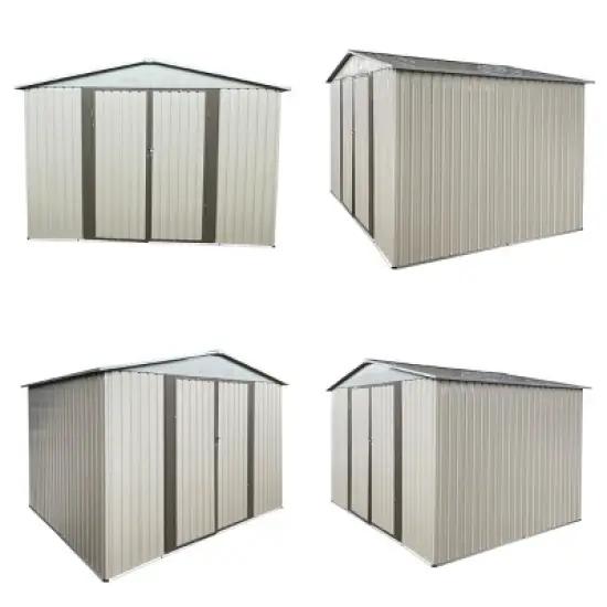 10x8 FT Outdoor Metal Garden Shed,Large Backyard Storage Shed with Hinge Door and Foundation,Metal Tool Shed with 4 Ventilations-Coolbibila image {4}