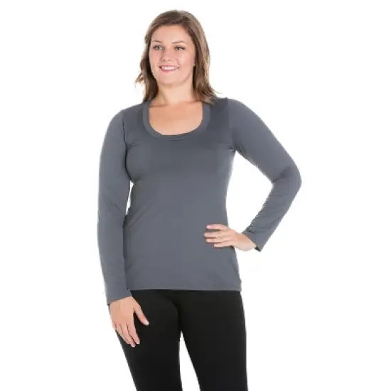 24seven Comfort Apparel Womens Plus Size Solid Long Sleeve Scoop Neck Tee image {6}