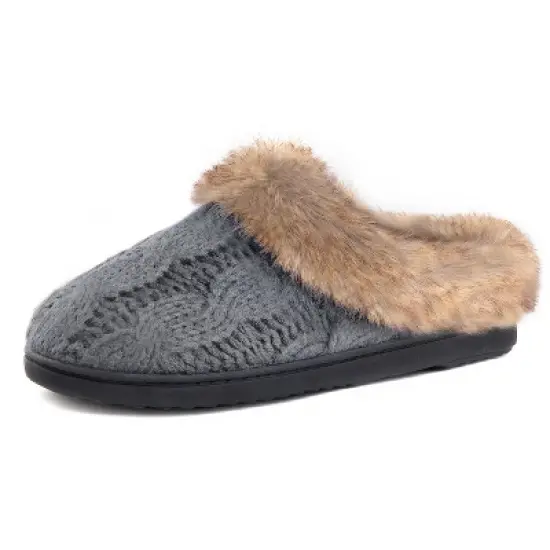 RockDove Women's Cable Knit Faux Fur Collar Slip-On image {7}