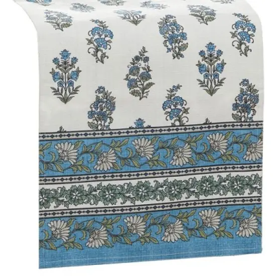 Tropez Block Print Stain & Water Resistant Indoor/Outdoor Table Runner - Multicolor - 13x70 - Elrene Home Fashions image {1}