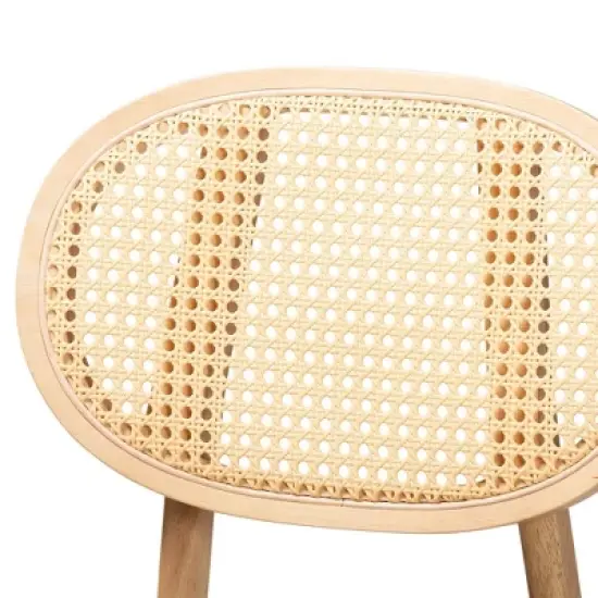 Baxton Studio 2pc Darrion Fabric and Wood Dining Chairs Gray/Natural Oak/Light Brown: Upholstered, Rubberwood Frame image {4}