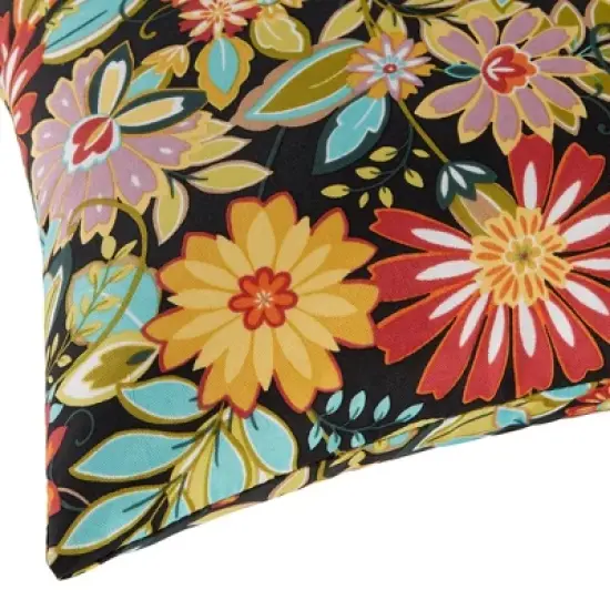 Set of 2 Jungle Floral Outdoor Square Throw Pillows - Kensington Garden image {2}