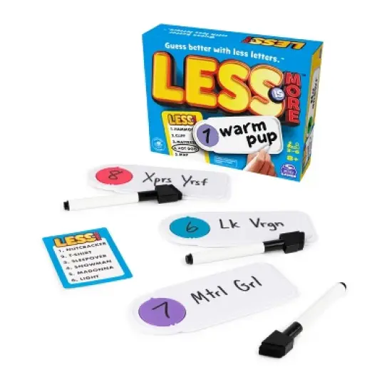 Spin Master Games Less is More, Party Board Game Fun Word Letter Card Game Funny Gift Toy Living Room Family Game Night image {9}