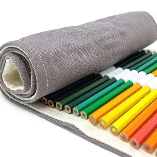 Wrapables Pencil Roll Organizer, Colored Pencil Wrap Pouch (72 slots), Gray image {5}