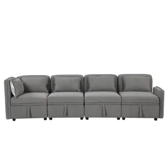 122.8" Minimalist Convertible Modular Sofa, Upholstered Sectional Sofa Couch with 5 Pillows-ModernLuxe image {8}