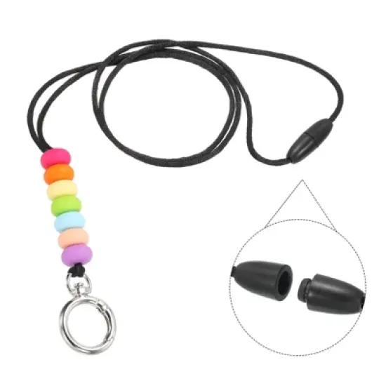 Unique Bargains Wear-resistant Lightweight ID Badge Silicone Beaded Lanyards image {2}