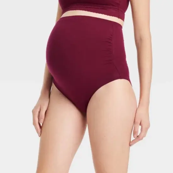 Maternity 3pk Over the Belly Hipster Underwear - Auden&trade; Pink/Maroon/Black image {3}