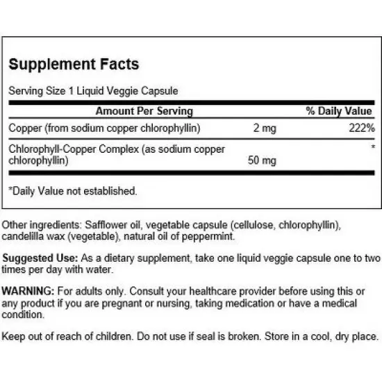 Swanson Chlorophyll 50 mg 90 Liq Vegcap image {1}