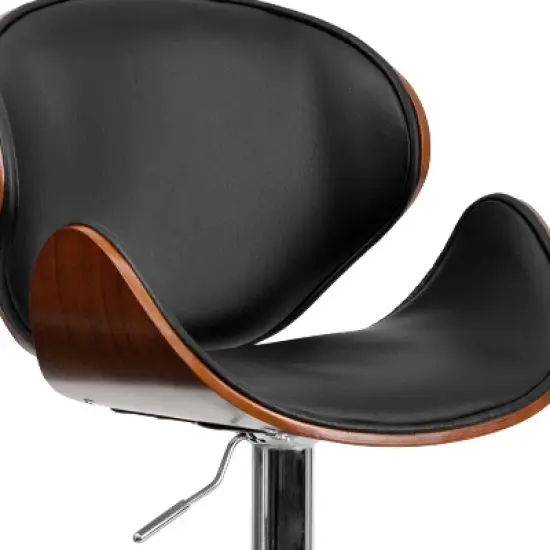 Flash Furniture Bentwood Adjustable Height Barstool with Curved Vinyl Seat and Back image {5}