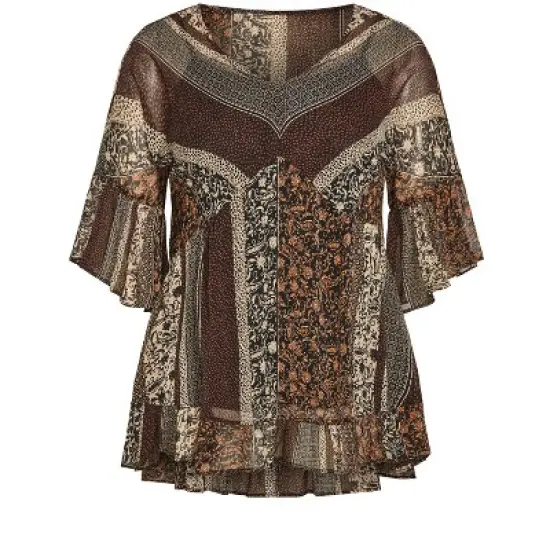 Women's Plus Size Harlow Frill Tunic - brown | ARNA YORK image {2}
