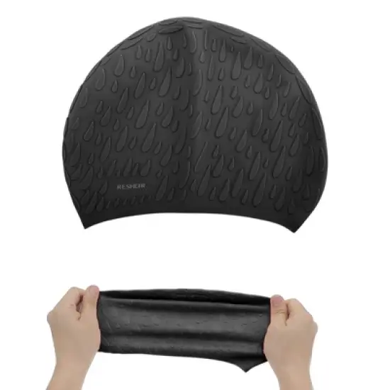 Unique Bargains Silicone Waterproof Water Drops Embossed Swim Cap 1 Pc image {4}