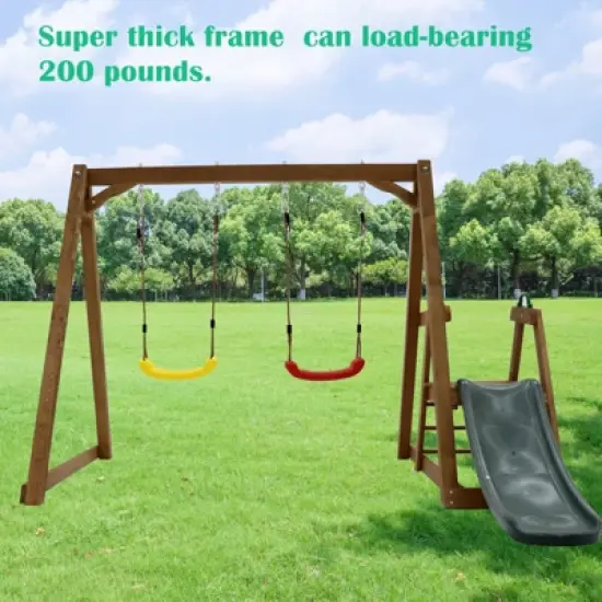 Dexmalle Wood Swing Set for Backyard image {2}