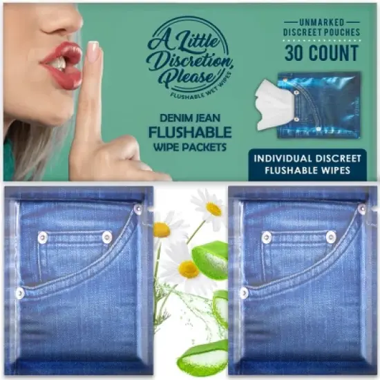 A Little Discretion, Please | Individually Wrapped Flushable Wipes Discreet Unmarked Packaging | Unscented image {8}