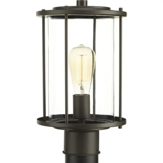 Progress Lighting, Gunther, 1-Light Outdoor Post Lantern, Antique Bronze, Clear Glass Shade image {2}