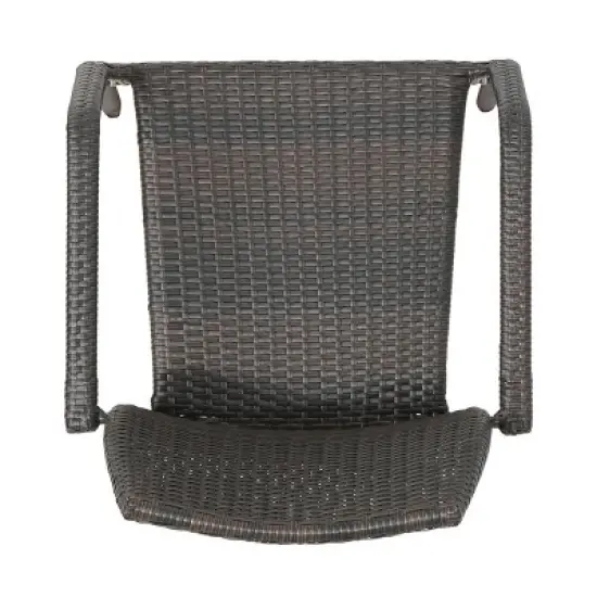 Christopher Knight Home Outdoor Wicker Stacking Dining Chairs (Set of 2), Multibrown image {4}