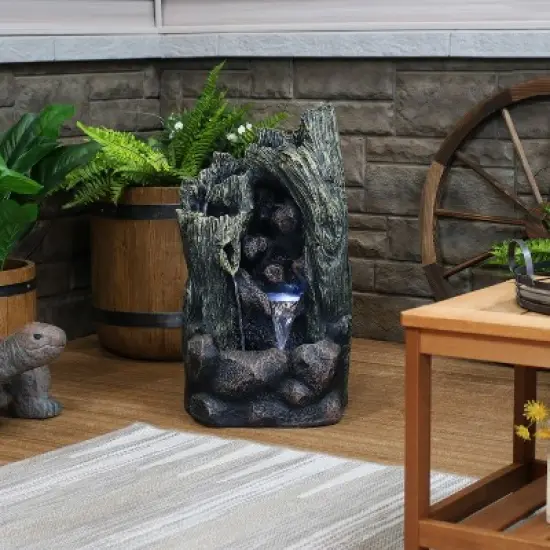 Sunnydaze 28"H Electric Glass Reinforced Concrete Cavern of Mystery Outdoor Water Fountain with LED Light image {6}