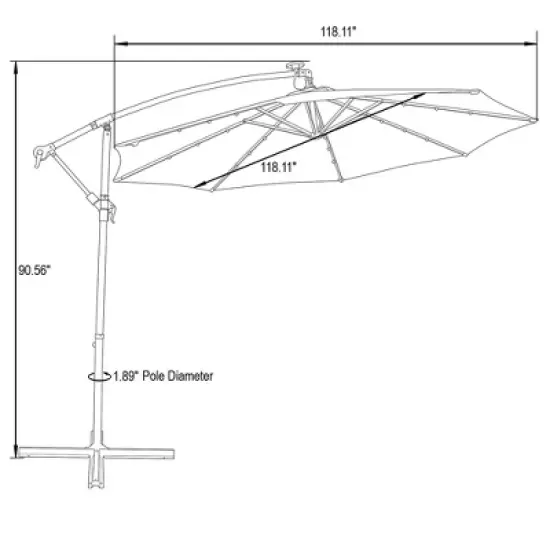 LeisureMod Willry Modern 10FT Outdoor Offset Cantilever Hanging Patio Umbrella with Solar Powered LED &ndash; Backyard, Deck, Garden, Poolside, Patio Shade image {15}