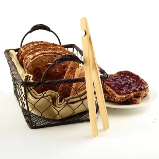 Norpro 8" Natural Wooden Bamboo Toaster Tongs with Magnet image {5}