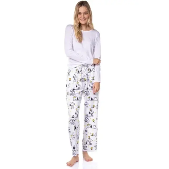Peanuts Womens' Woodstock Snoopy Characters Friends Sleep Pajama Pants White image {1}