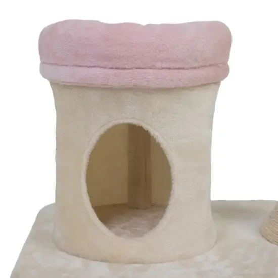 Kumasinova Flower-Shaped Modern Cat Tree,Cat Tower with Scratching Post,Cat Tree Tower with Blooming Platforms Bed,Cat Trees with Dangling Toys image {4}