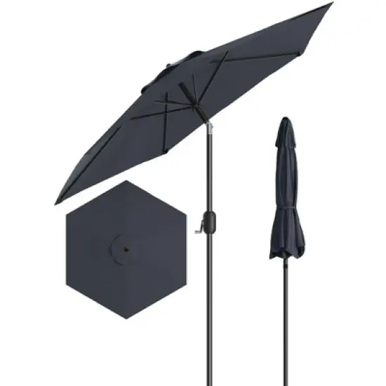 7.5FT Patio Umbrella Outdoor, Market Umbrella, Table Umbrella with Push Button Tilt and Crank, 6 Sturdy Ribs UV Protection Waterproof image {9}