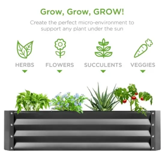 Best Choice Products 6x3x1ft Outdoor Metal Raised Garden Bed for Vegetables, Flowers, Herbs, Plants image {5}
