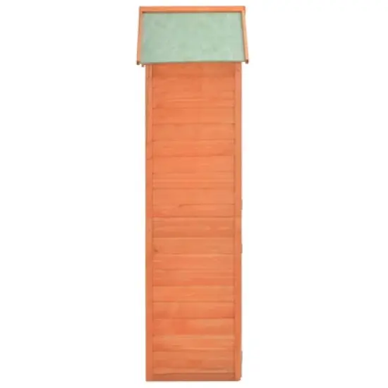 vidaXL Compact Garden Storage Shed - 28"x23.6"x83.9" Wood Cabinet - Waterproof Fabric Roof - Easy Assembly - Brown Wooden Outdoor Tool Shed image {4}