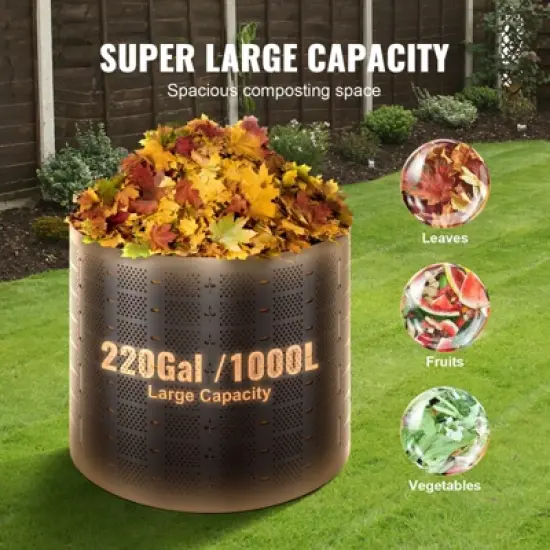 VEVOR Compost Bin 220 Gallon, Outdoor Expandable Composter, Easy to Setup & Large Capacity Composting Bin, Fast Creation of Fertile Soil image {3}