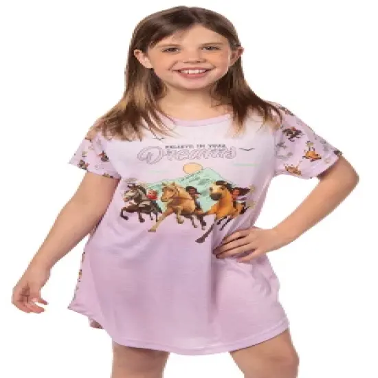 Girls' Spirit Untamed Movie Believe In Your Dreams Nightgown Sleep Pajama Pink image {5}