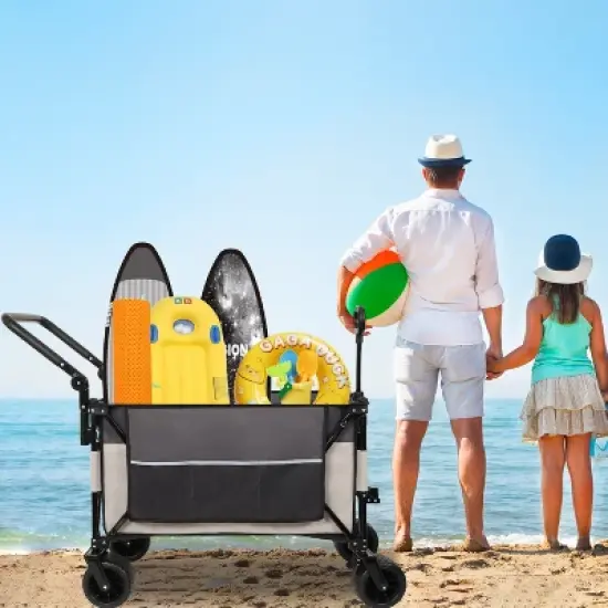 Multi-Functional Push-Pull Folding Wagon Cart with Rotating Handle & 360 All-Terrain Wheels &uml;C Heavy-Duty, Adjustable Design, Large Capacity image {4}