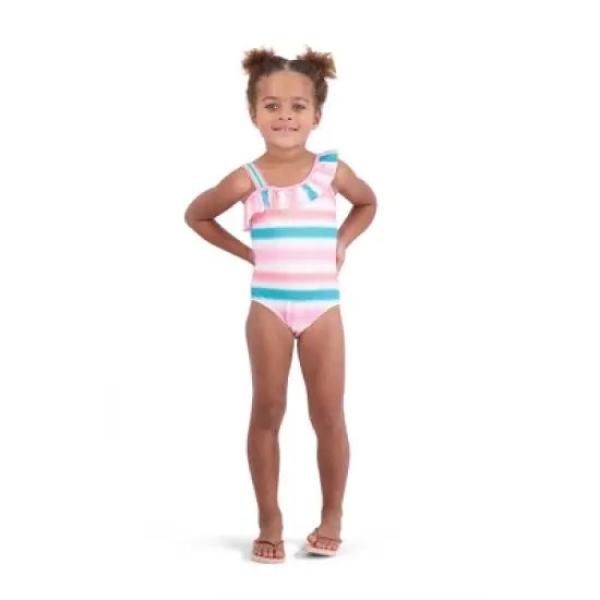 Andy & Evan Toddler One-Shoulder Swimsuit Pink, Size 3T image {1}