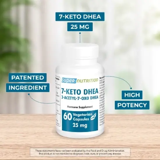 SuperSmart 7-Keto DHEA 25mg - Advanced DHEA Metabolite Supplement | Non-GMO & Gluten Free - 60 Vegetarian Capsules image {1}