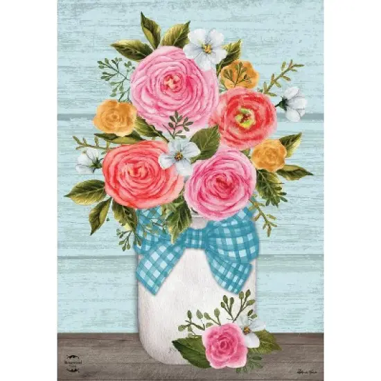 Rose Jar Spring Garden Flag 18" x 12.5" Briarwood Lane image {2}