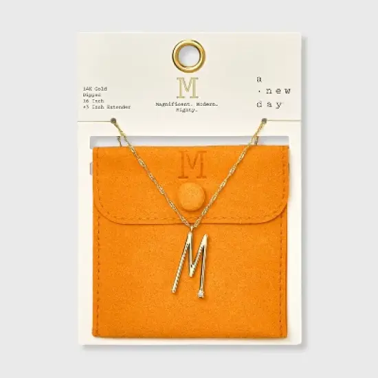 Gold Dipped Scattered Cubic Zirconia Initial Pendant Necklace - A New Day&trade; Gold image {16}