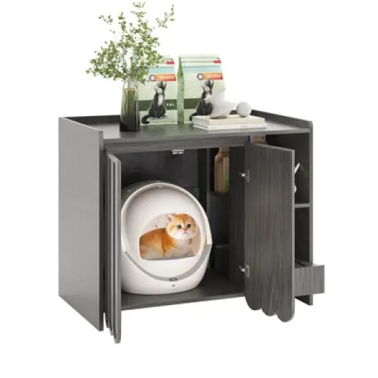 Cat Litter Box Enclosure, Hidden Litter Box Furniture with Removable Litter Collector image {8}
