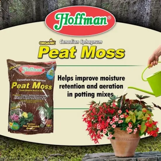 Hoffman Canadian Sphagnum Peat Moss Soil Conditioner to Improve Moisture Retention and Aeration, 18qt image {3}