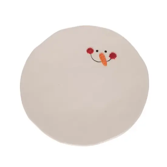 Transpac Ceramic Melted Snowman Platter for Holiday Treats Multicolor Christmas Tabletop Decor Dishwasher Safe image {1}