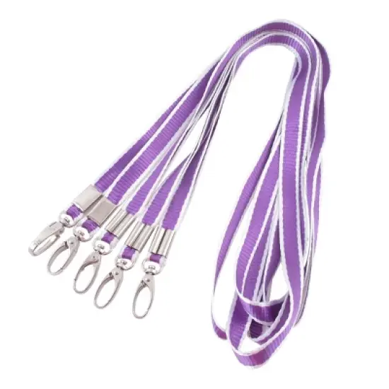 Unique Bargains ID Card Badge Key Holder Lobster Clasp Nylon Neck Lanyards Purple 5 Pcs image {3}