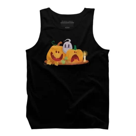 Men's Design By Humans Halloween Cartoon Pumpkins And Ghost By VectorVillain Tank Top image {4}