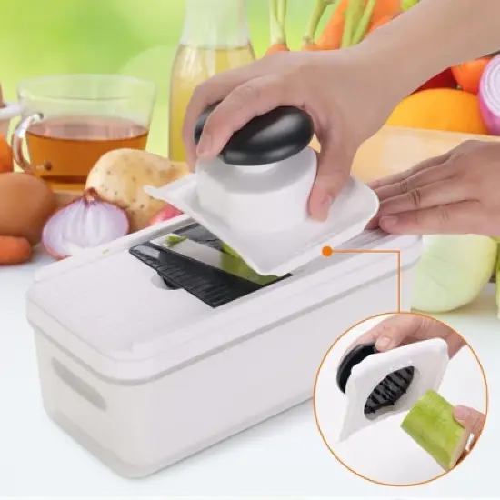 Cheer Collection 7-Blade Vegetable Slicer & Chopper with Container and Lid image {4}