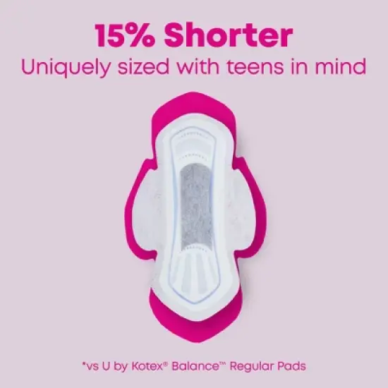 U by Kotex Balance Sized for Teens Ultra-Thin Pads with Wings - Extra Absorbency - Unscented - 28ct image {3}