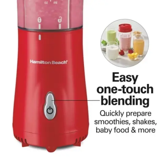 Hamilton Beach SingleServe Blender 51101RV: Personal Blender, 14 oz Capacity, 175W, Dishwasher-Safe, Red image {5}