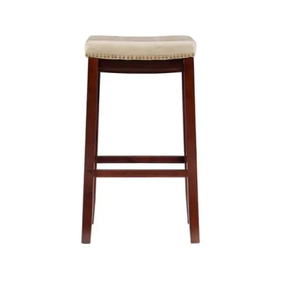 Padded Saddle Seat Barstool Hardwood - Linon image {2}