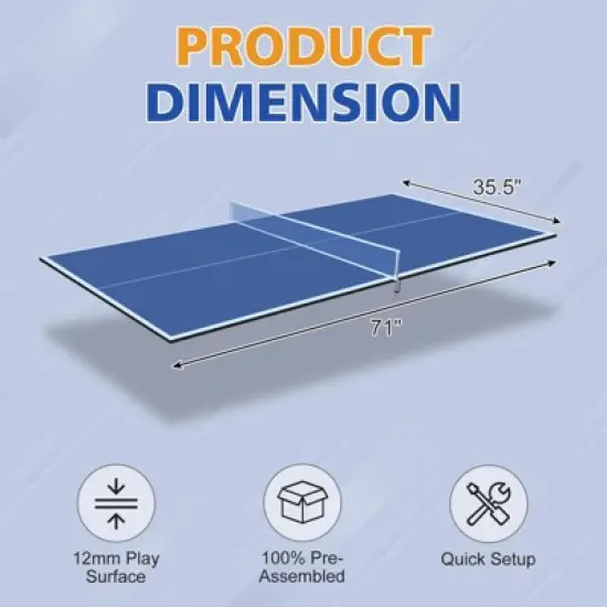 SEVOBAL Table Tennis Accessories 6ft Ping Pong Conversion Top Foldable Portable for Indoor Games, Blue, 35"*19"*3.1" image {3}