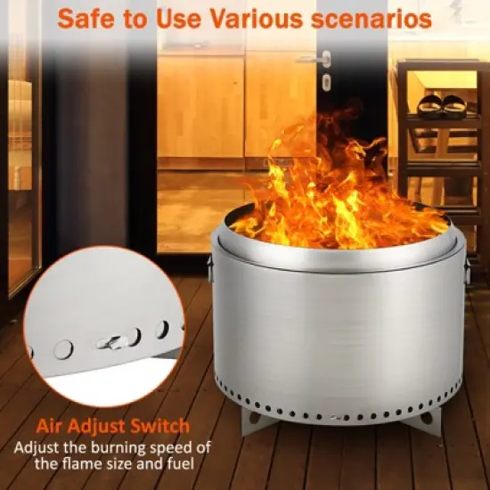 20.5Inch Smokeless Firepit, with Removable Ash Base, Stainless Steel Wood Burning Fireplace for Camping, Outside, Bonfire, Backyard and Patio image {4}