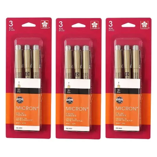 Sakura Pigma Micron Pen Fineliner Black Ink 3/Bundle (SAK50022-3) image {3}