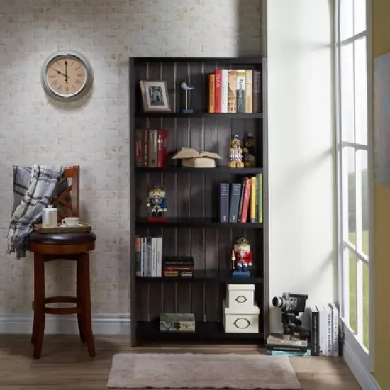 72" Kehoe Transitional Bookcase Dark Gray/Black - HOMES: Inside + Out image {3}